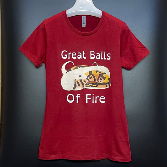 Great Balls of Fire Ball Python T-Shirt, ladies